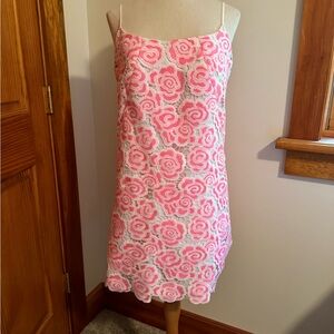 Lilly Pulitzer pink lace dress.